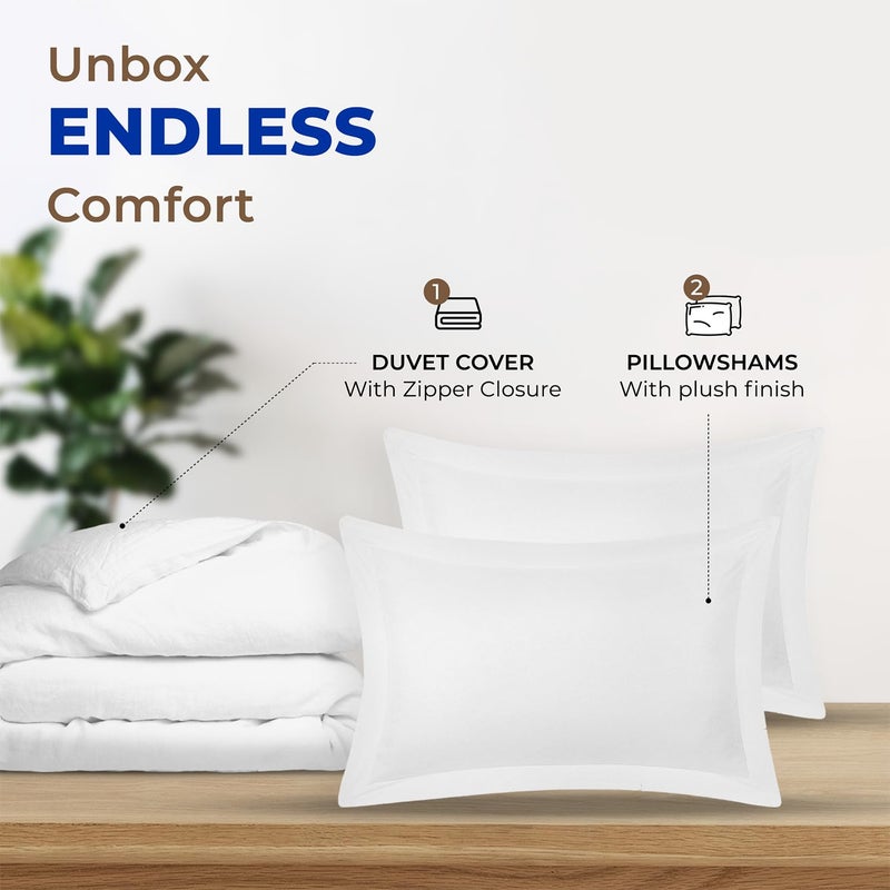 THREAD SPREAD Queen/Full Duvet Cover, 600 Thread Count Sateen 3Pc Egyptian Cotton Duvet Cover Set, 100% Pure Cotton Comforter Cover, 2 Pillow Shams, Zipper Closure, 7 Corner Ties - (White) - Image 3